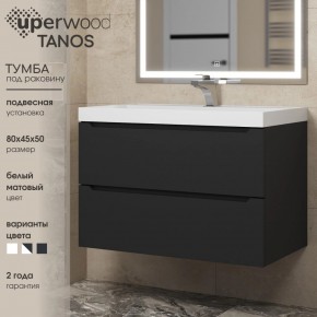 Тумба под раковину Uperwood Tanos 80 см, подвесная, черная матовая в Троицке - troick.ok-mebel.com | фото 3