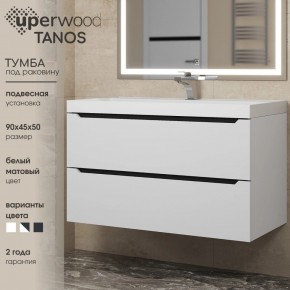 Тумба под раковину Uperwood Tanos 90 см, подвесная, белая/графит в Троицке - troick.ok-mebel.com | фото 3