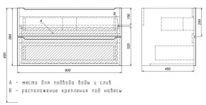Тумба под раковину Uperwood Tanos 90 см, подвесная, белая/графит в Троицке - troick.ok-mebel.com | фото 7