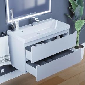 Тумба под раковину Uperwood Tanos 90 см, подвесная, белая матовая в Троицке - troick.ok-mebel.com | фото 4