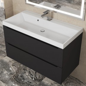Тумба под раковину Uperwood Tanos 90 см, подвесная, черная матовая в Троицке - troick.ok-mebel.com | фото 11