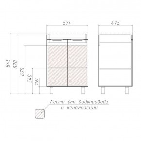 Тумба под умывальник Andrea 58 3D без ящика Домино (D37003T) в Троицке - troick.ok-mebel.com | фото 3