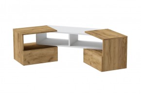 Тумба раздвижная (ЛДСП дуб крафт золотой/белый) в Троицке - troick.ok-mebel.com | фото 2
