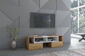 Тумба раздвижная (ЛДСП дуб крафт золотой/белый) в Троицке - troick.ok-mebel.com | фото 3