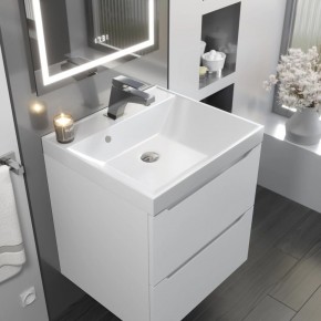 Тумба с раковиной Uperwood Tanos 50 см, подвесная, белая матовая в Троицке - troick.ok-mebel.com | фото 9