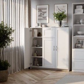 Тумба СИРИУС трехдверная с одним ящиком, цвет белый в Троицке - troick.ok-mebel.com | фото 4