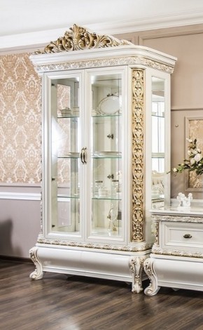 Витрина двухстворчатая Алсу (белый глянец) в Троицке - troick.ok-mebel.com | фото 2