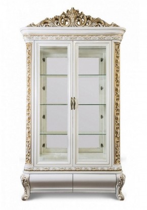Витрина двухстворчатая Алсу (белый глянец) в Троицке - troick.ok-mebel.com | фото 3